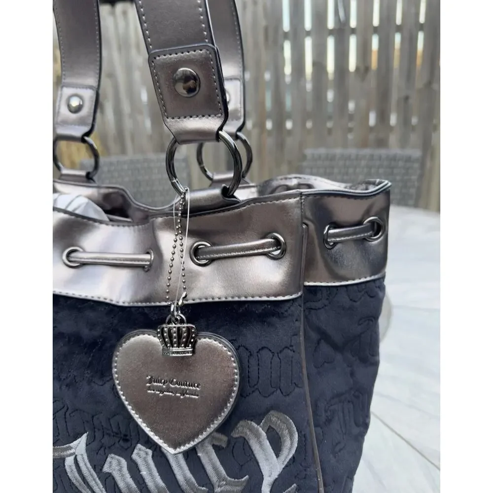 Juicy Couture Day Dreamer Vintage Dreams Tote Bag Black Liquorice/‎ Gunmetal NWT